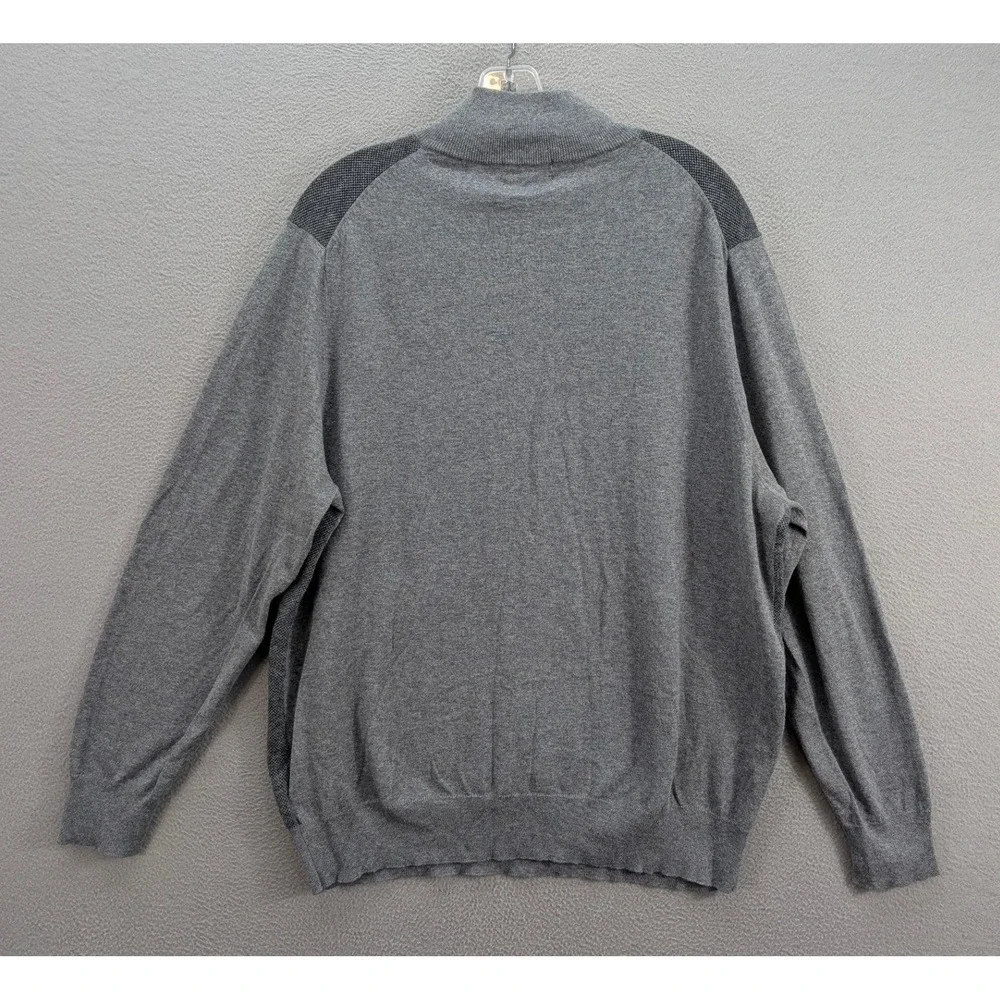 Brooks Brothers Cashmere Quarter Zip Sweater Men's XL Gray Cotton Travel Outdoor